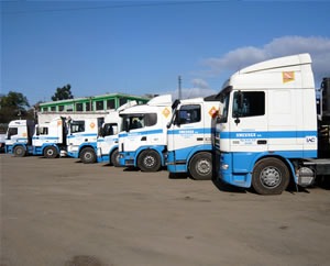 Flota de camiones de Transportes Amezaga