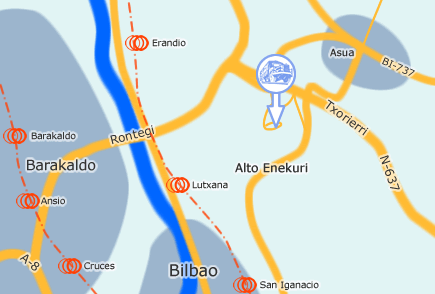 Plano de ubicación de Transportes Amezaga en Erandio (Camino Arriaga Sakoni, 14)